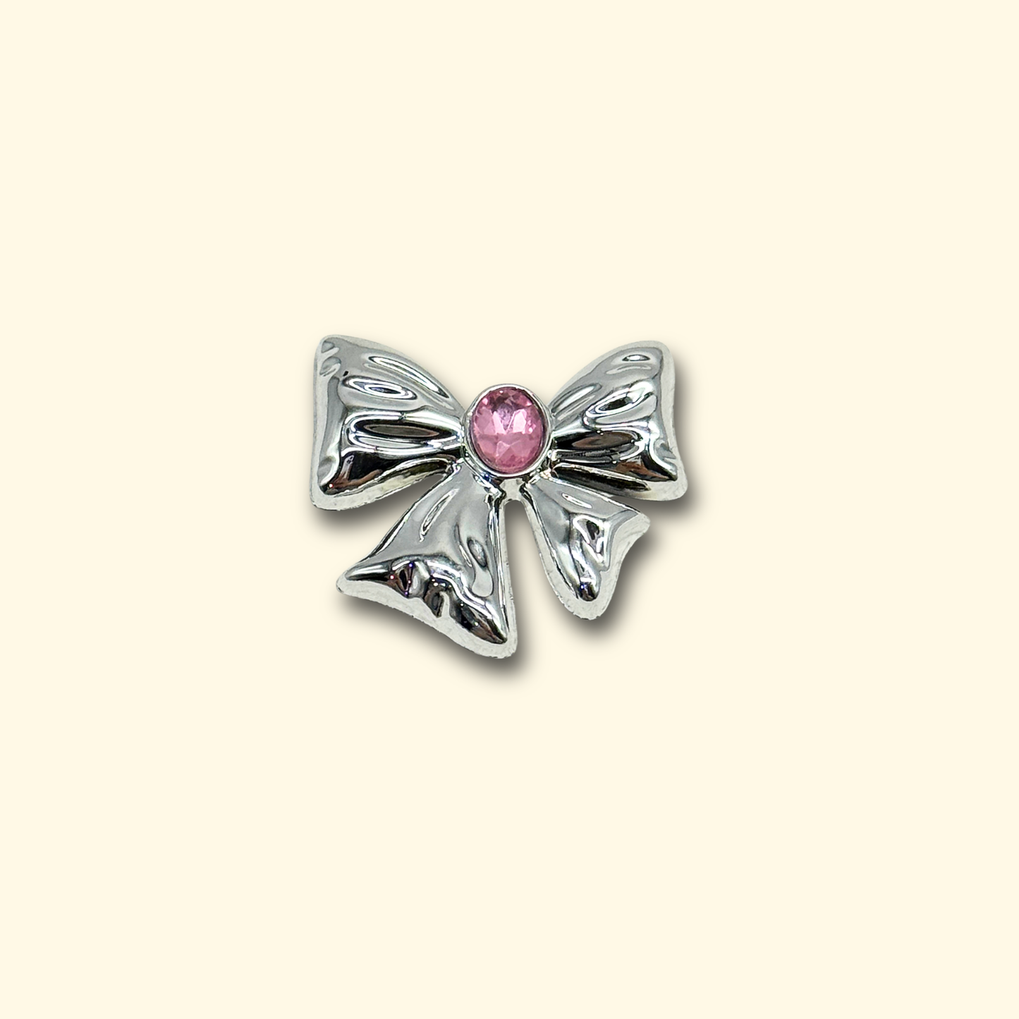 Sparkling pink crystal bow pet charm for personalized pet collars