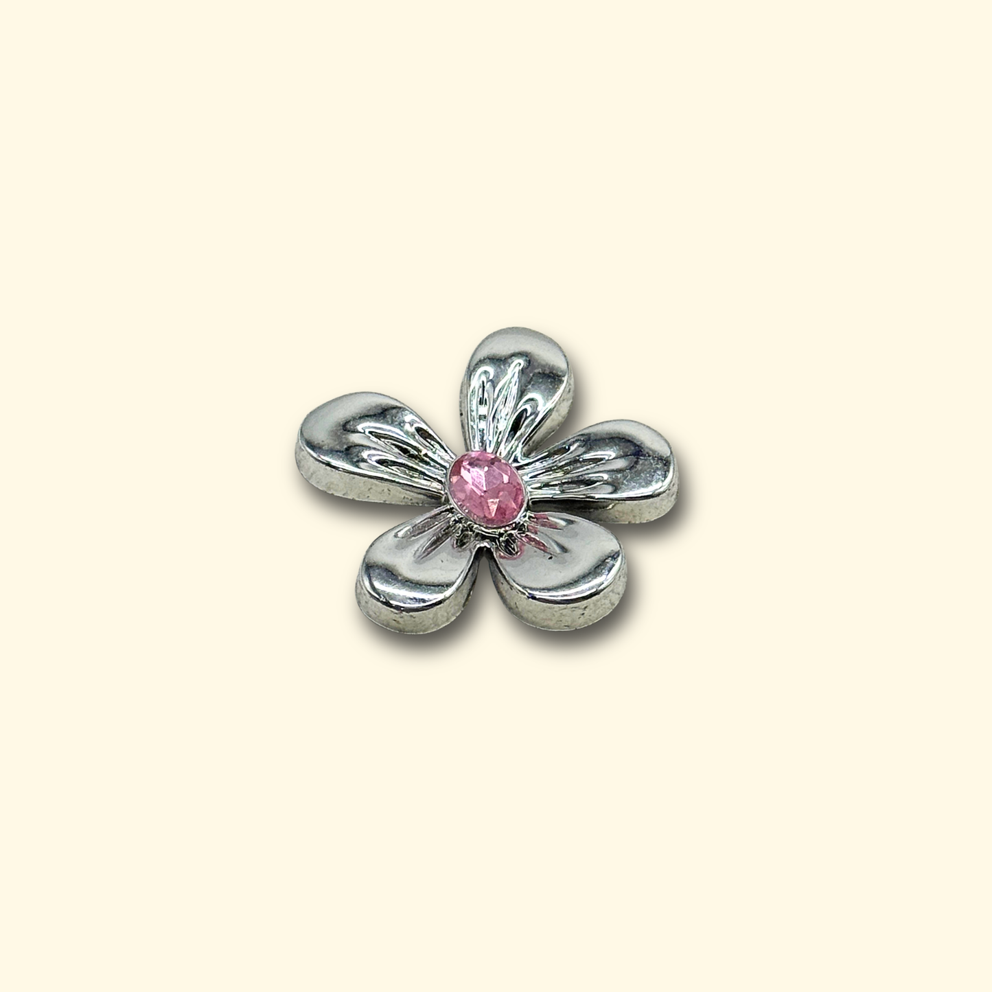 Sparkling pink crystal flower pet charm to personalize your pet's collar