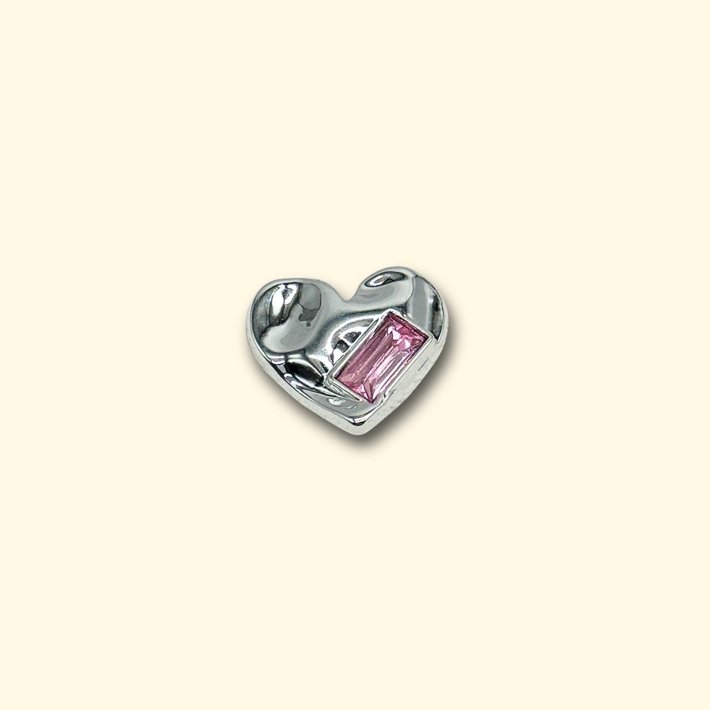 Sparkling pink crystal heart pet charm for adding a personal touch to your pet's collar