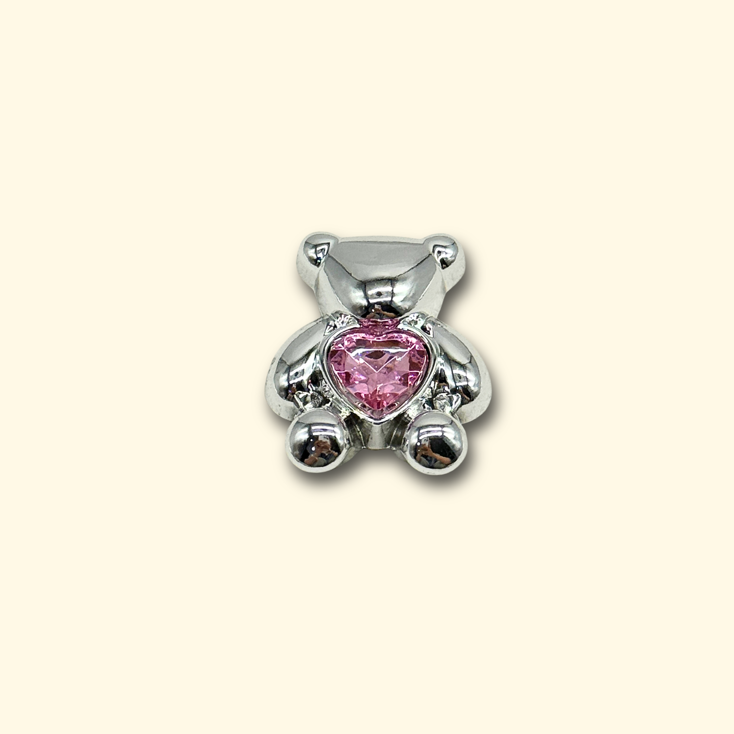 Sparkling pink crystal teddy bear pet charm for pet collars