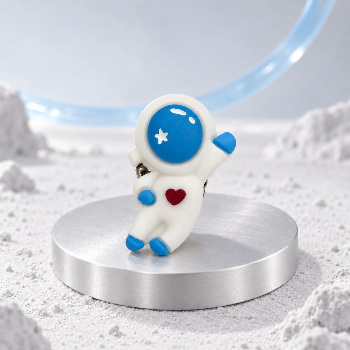 Star Astronaut dog collar charm with a white spacesuit, blue star helmet and red heart detail