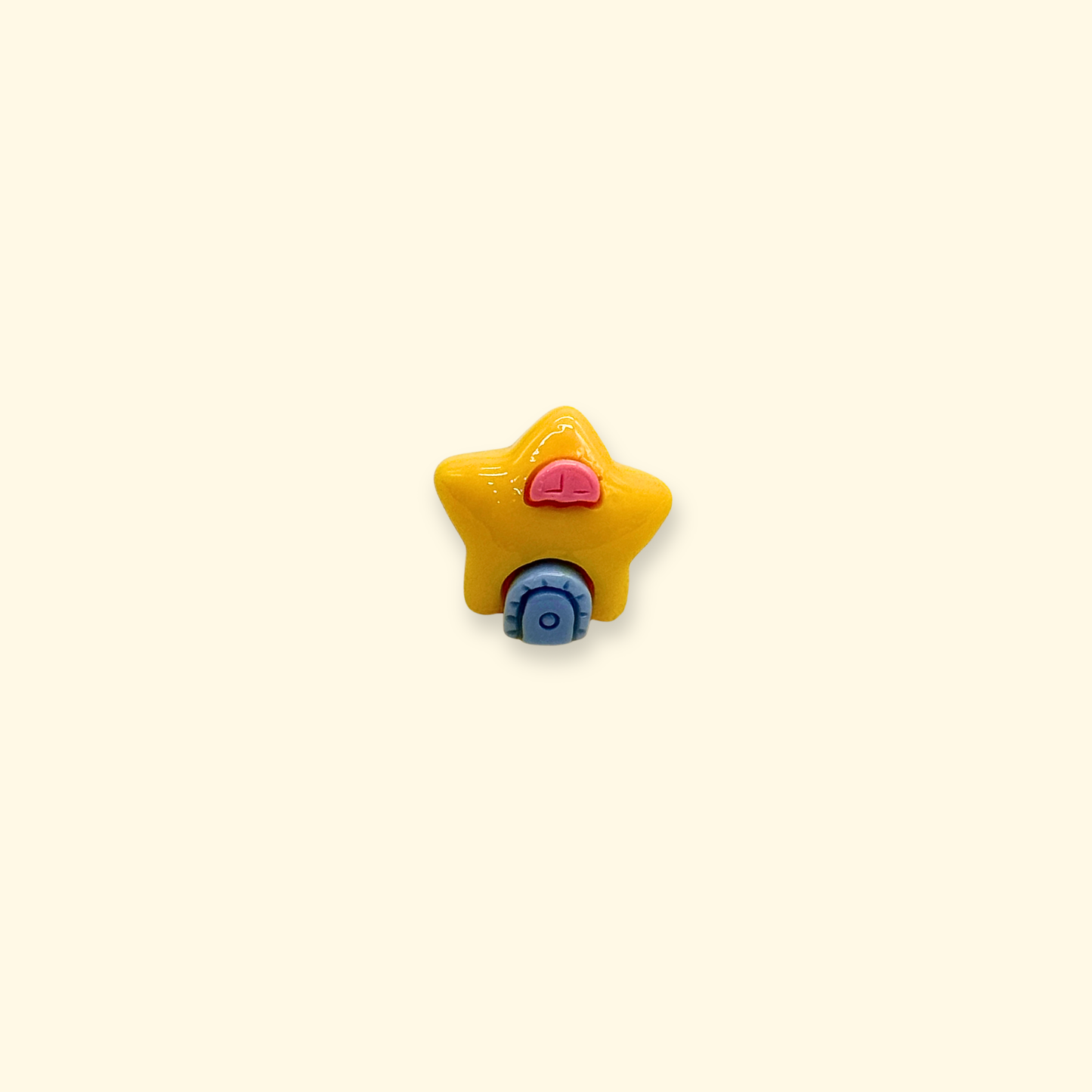 Yellow star-shaped emoji dog collar charm with playful facial detail, designed for interchangeable pet collar styling.