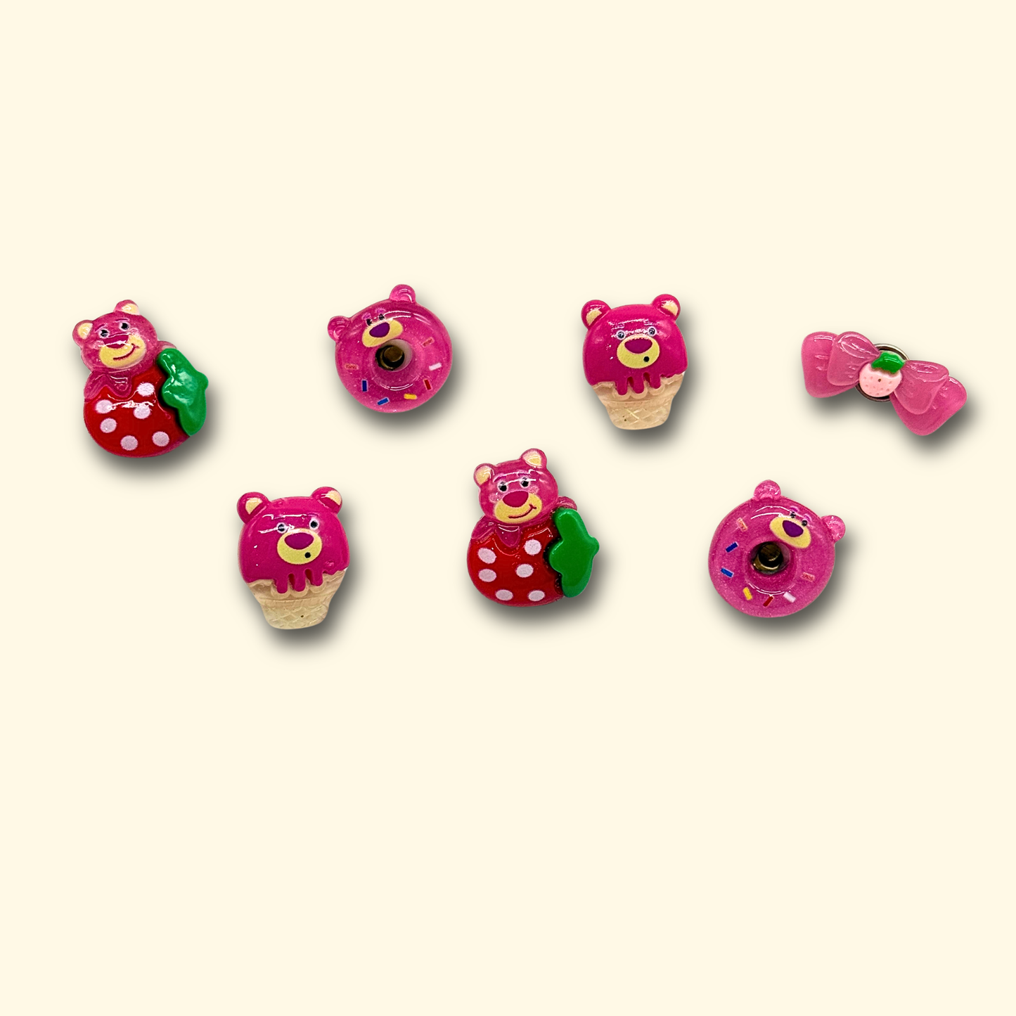 Strawberry Bear Charms Set with Cute Bear and Strawberry Design for Pet Collars