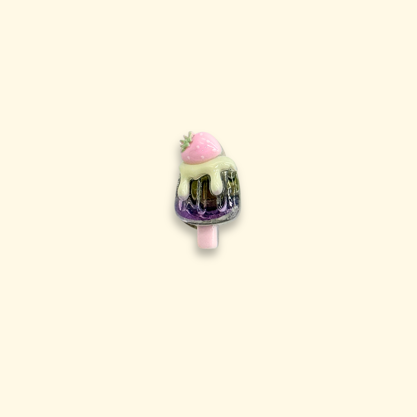 Charming strawberry ice cream popsicle design, a fun accessory for your pet's collar