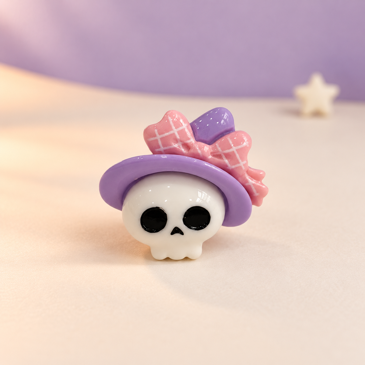 Cute skull dog collar charm with a purple witch hat and pink bow for Halloween Petiria collars