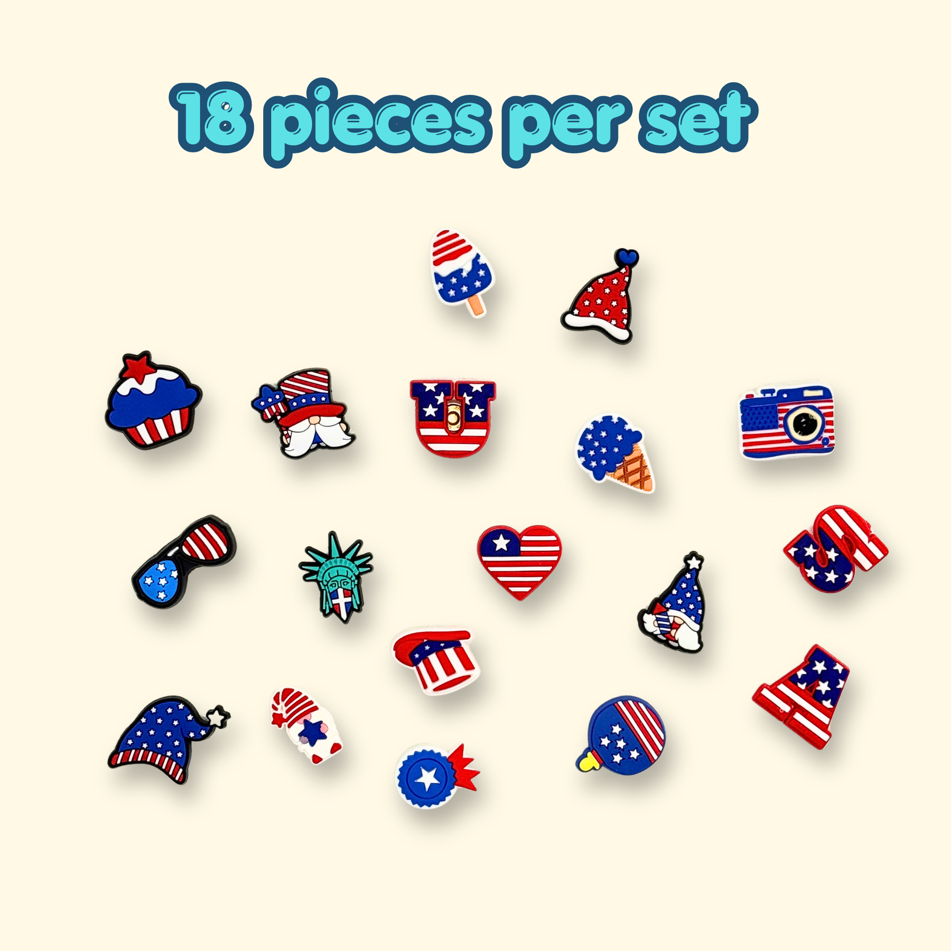 18-Piece USA Themed Pet Collar Charms for 250th Anniversary