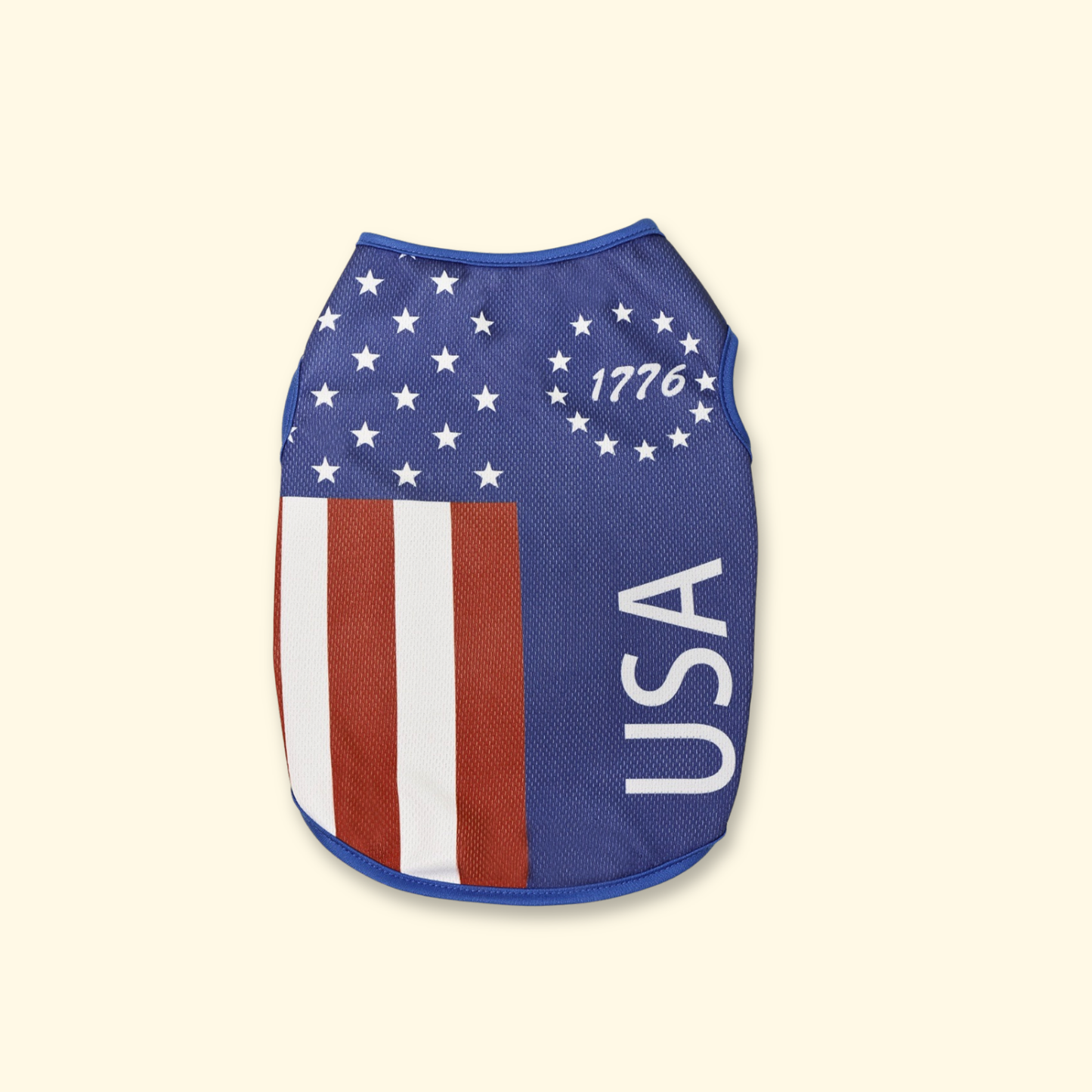 Patriotic American flag dog shirt with USA stars and stripes design