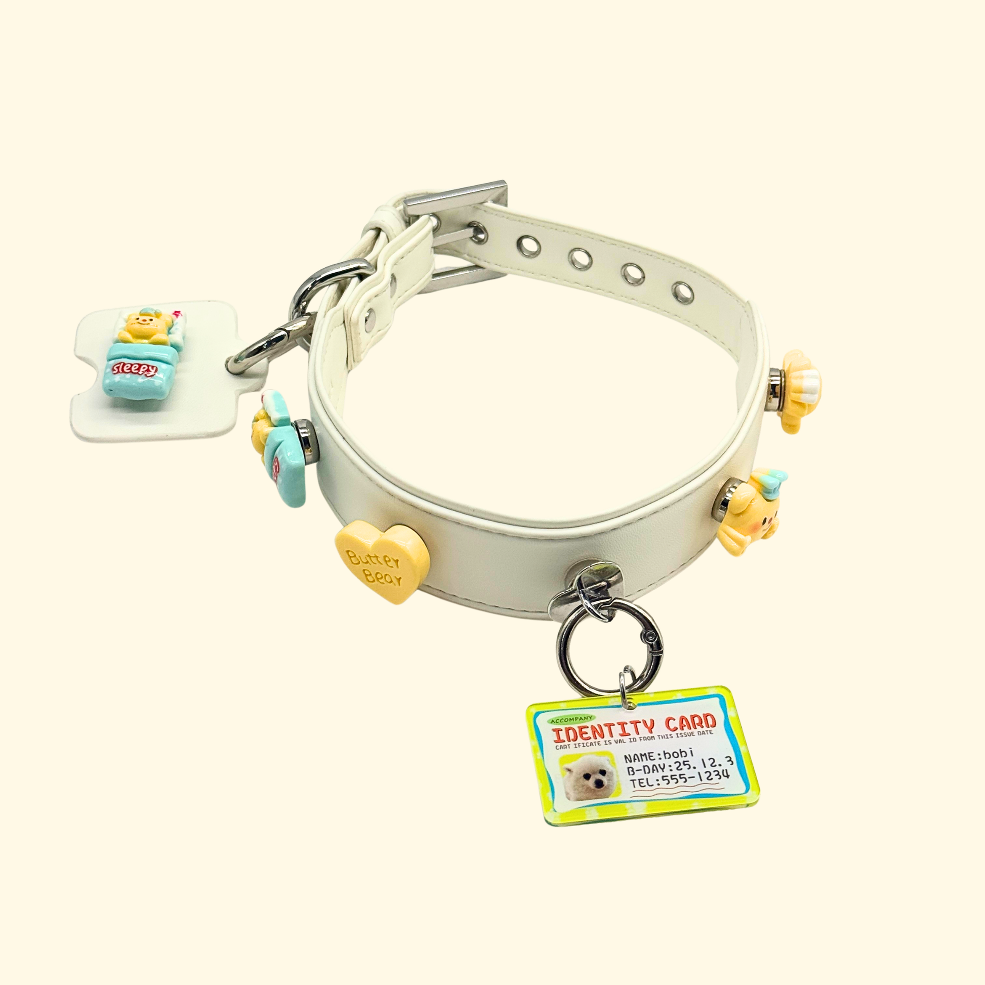 Personalized Dog Collar with Custom Pet ID Tag and Heart Charm Connector for Easy Identification